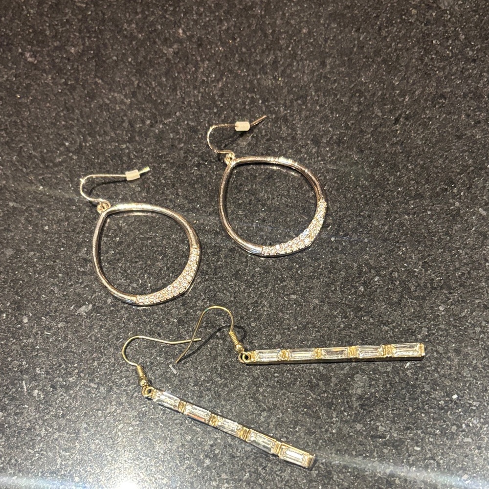 Elegant Gold and Silver Hoop and Bar Earrings Set